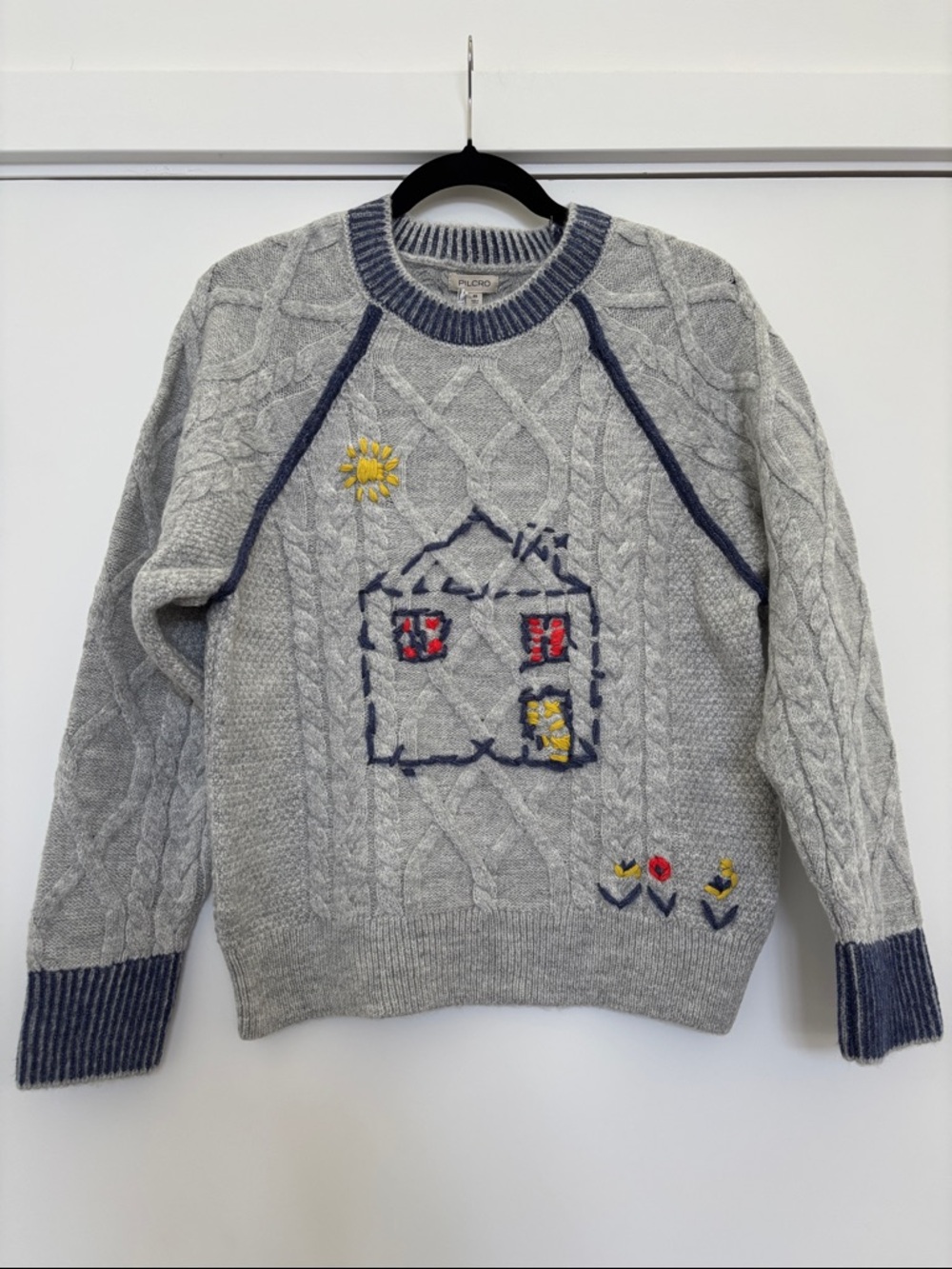 NWT Anthropologie Pilcro Cable-Knit Embroidered Cozy Home Sweater - Picture 5 of 11